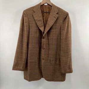 Kiton Sport Coat Mens 40R* Brown Glen Plaid Cashmere Luxury Silk Linen Italy